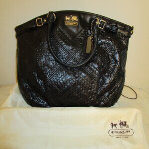 Coach Lindsey Black "Criss Cross" Satchel